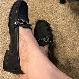 Coach Black Loafers with Silver Horsebit